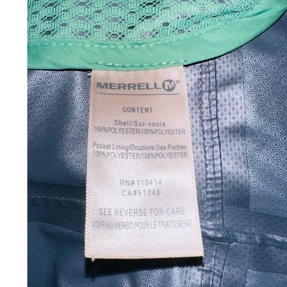 Merrell Shell Women's Green Hooded Rain Jacket‎ Belted Full Zip Large